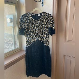 Night Vogue Silk Sequin Beaded Dress